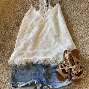 BKE blouse and vanity shorts